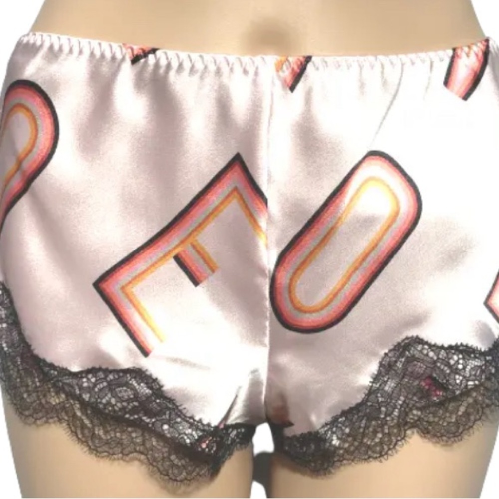 *3 for $30!* Victoria Secret Pink Satin Love Letters Pajama Sleep Shorts ONLY M - Picture 2 of 8